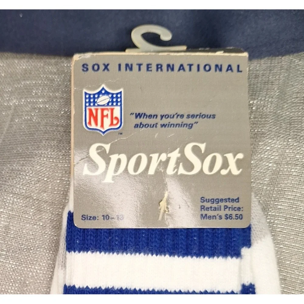 Vintage Dallas Cowboys NFL Tube Socks White w Logo Stripes 80s 90s NOS Sox Int'l
